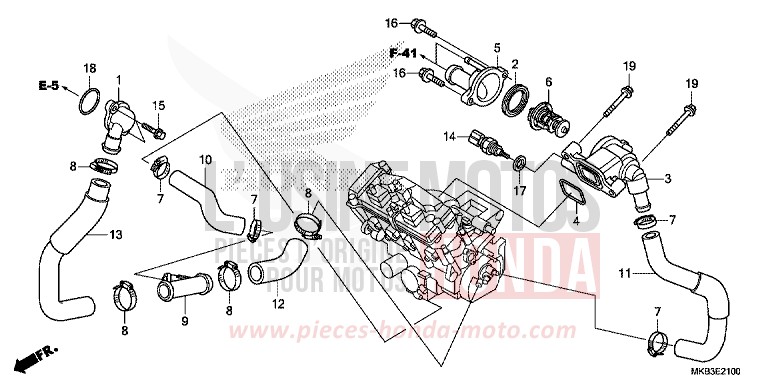 THERMOSTAT de CBR1000RR "Fireblade" VIBRANT ORANGE (YR250X) de 2015
